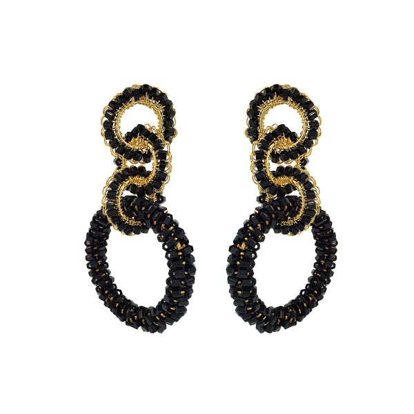 Black & Gold Lexie Handmade Crochet Earrings