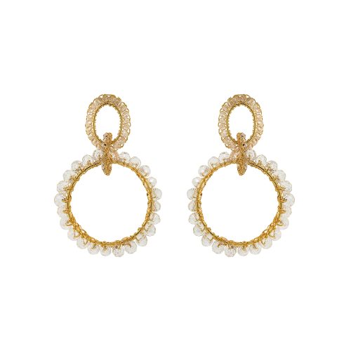 Clear & Gold Lola Maxi Handmade Crochet Earrings