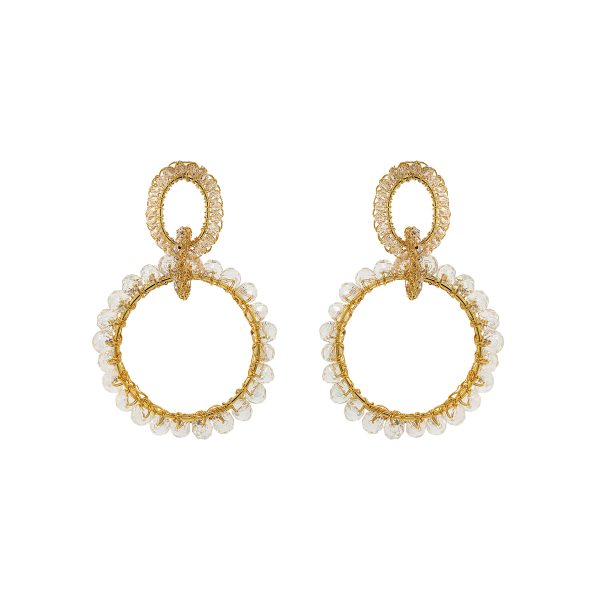 Clear & Gold Lola Maxi Handmade Crochet Earrings