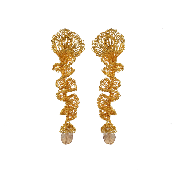 Amber & Gold Ella Handmade Crochet Long Earrings